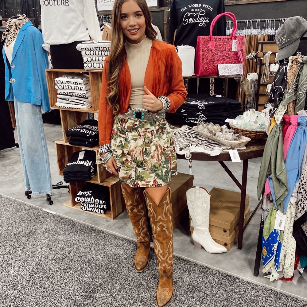 Vintage 80s Cowboy Scene Skirt